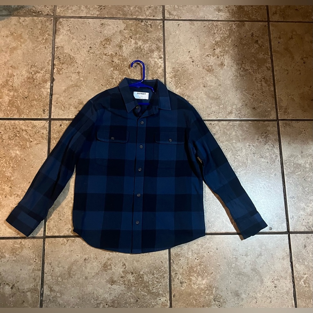 Old Navy Blue and Black Checkered Shirt